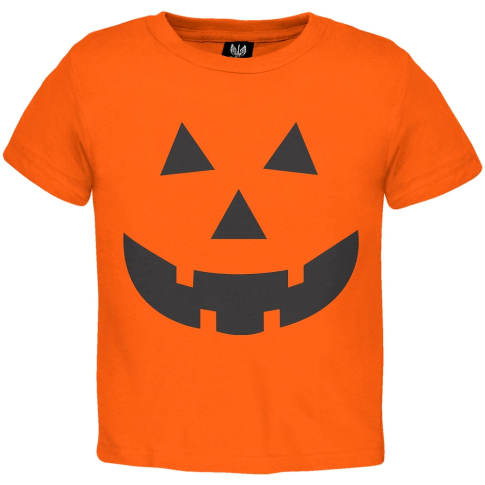 Pumpkin Face T-Shirt Funny Halloween Jack O Lantern Shirt (Orange