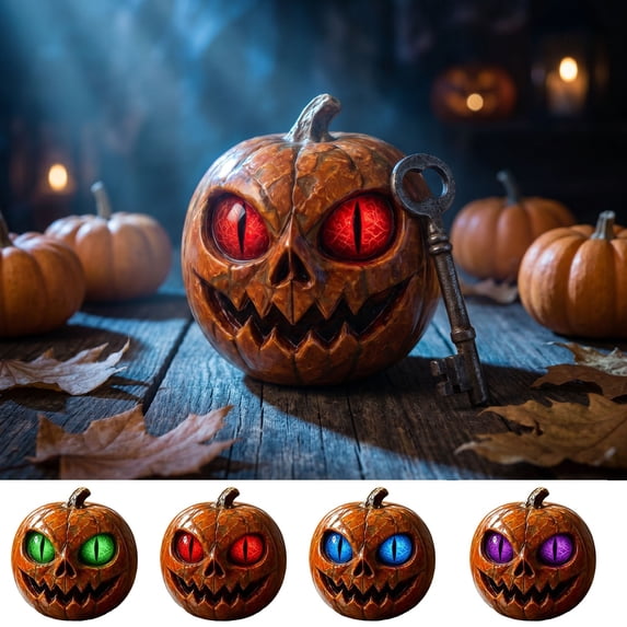 Halloween Pumpkin Jack O Lanterns Decor, Vintage Halloween Decorations Classic Plastic Pumpkin Statue Figurine, Table Decor for Home Office Party Table