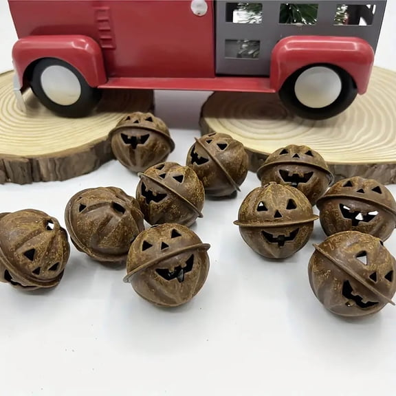 Halloween Pumpkin Jingle Bells, Rusted Metal JackOLantern Cutout Bells DIY Craft 1.02 x 1.14