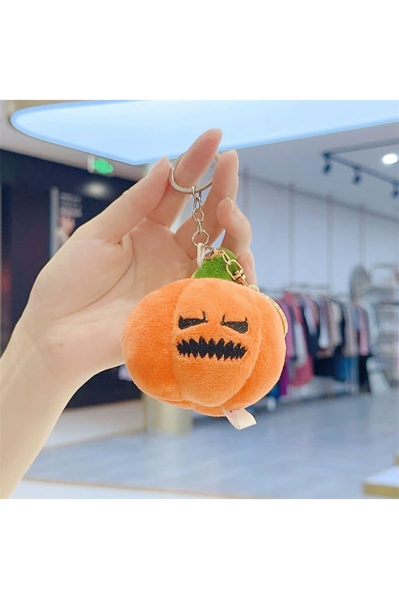 Halloween Pumpkin Keychain, Cute Plush Keyring with Metal Clip, Quirky Gift Accessory for Christmas Birthday, Durable Mini Pendant Charm for Keys Bag Decor