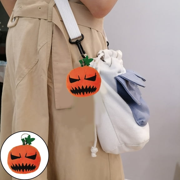 Halloween Pumpkin Keychain Plush - Pendant Cute Stuffed Doll Keychring Charms Mini Funny Pumpkin