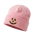 thumbnail image 1 of Halloween Pumpkin Knitted Beanie Hat Winter Thick Warm Soft Cute Hat for Halloween Pink Free Size, 1 of 6
