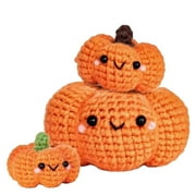 Halloween Pumpkin Knitting Kit, Beneky Diy Braiding Set, Crochet Kits for Beginners Crochet Plant and Animal Kits for Adults and Kids Diy Craft Supplies 3 Pack Halloween Pumpkin Collection