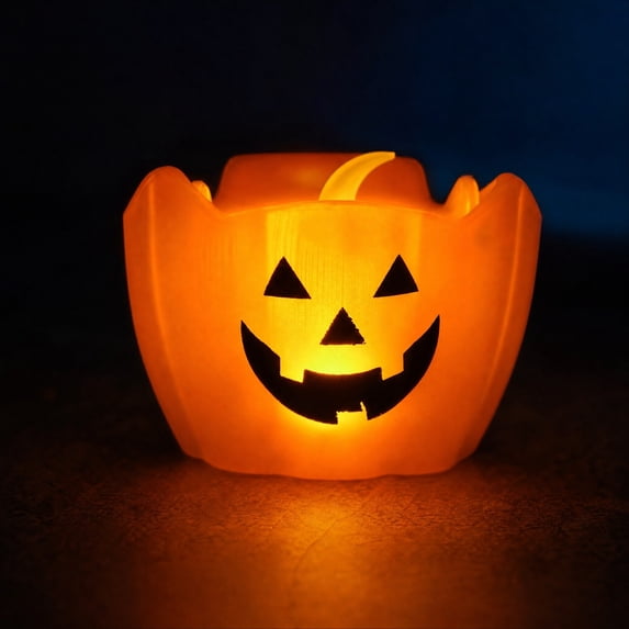 Halloween Pumpkin LED Candle Decoration, Flameless Battery Operated Jack O Lantern Light, Indoor Fall Home Decor Table Centerpiece