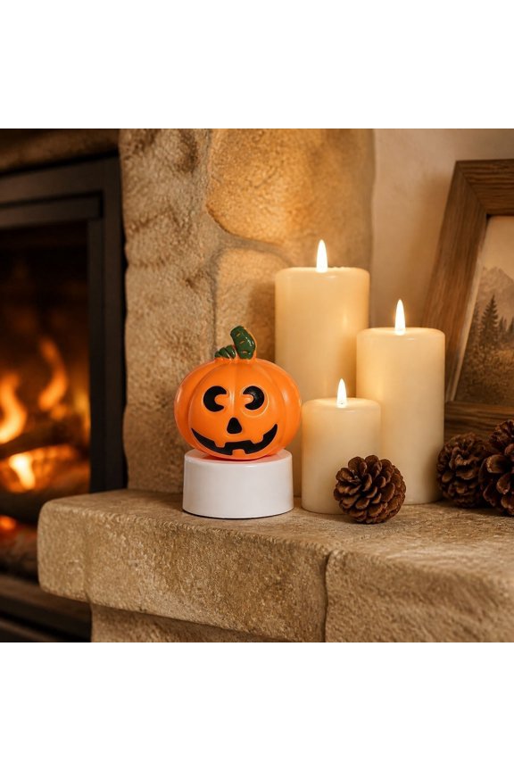 Halloween Pumpkin LED Light Ornament, Pumpkin With Leaf, Soft Flameless Glow, Durable Decor for Room Garden Path Halloween Party Indoor Outdoor Occasions