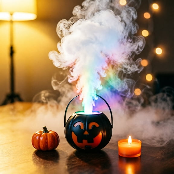 Halloween Pumpkin LED Light with Humidifier, Multiple Lighting Modes Mist Diffuser, Tabletop Ambient Lamp for Home Party Decor