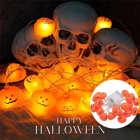 Halloween Pumpkin LED String Lights 10/20 LED 3D Lantern Lights Battery Operated Waterproof For Indoor Outdoor Party Decor,1.5M-10LED