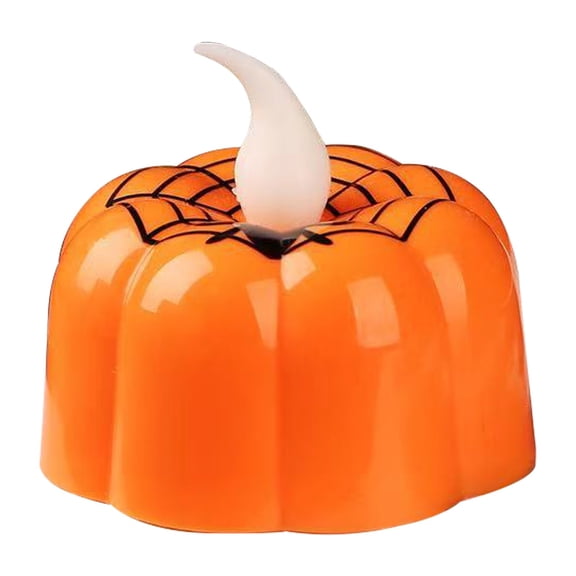 Halloween Pumpkin LED Tea Light, Flickering Flameless Candle Lamp,Battery Operated Jack O Lantern Night Light for Indoor Outdoor Table Decor,Orange,1 Pack