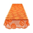 thumbnail image 1 of Halloween Pumpkin Lace Table Runner, Orange Sheer Mesh Scalloped Table Scarf, 72 x 13 in Holiday Tabletop Decor for Dining Room Party Mantel, 1 of 5