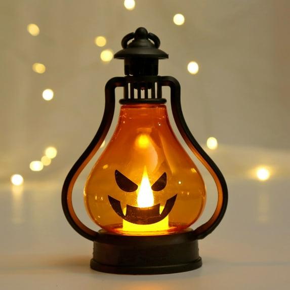 Halloween Pumpkin Lamp Lantern Halloween Pumpkin Lights Battery Operated Led Night Lighy for Ghost Party Home Outdoor Yard Decor, 1PC