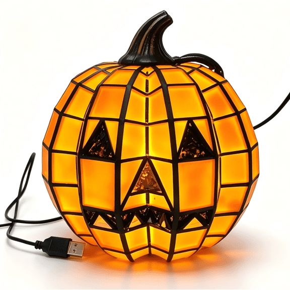 Halloween Pumpkin Lamp Stained Resin Accent Table Lamp Halloween Pumpkins Ornaments, Halloween Decorations Indoor Pumpkins Lantern Decorations