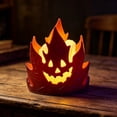 thumbnail image 1 of Halloween Pumpkin Lantern Candle Holder with Skull Decor Tabletop Lamp,C, 1 of 5