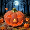 thumbnail image 1 of Halloween Pumpkin Lantern Ceramic Luminous Desktop Decoration, Orange or White, Single or Double Layer Style, Glowing Tabletop Scene Setting Ornaments, 1 of 5