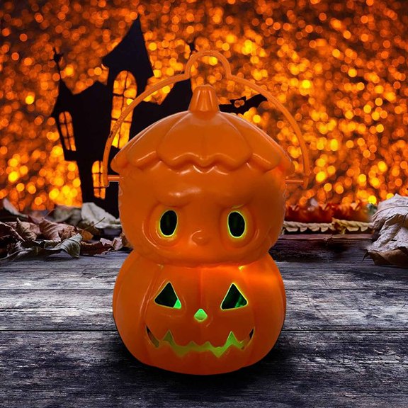 Halloween Pumpkin Lantern LED Glow Decoration Ghost Festival Night Light Ornament Indoor Outdoor Home Party Tabletop Window Decor Spooky Atmosphere Halloween Gift Decoration Lighting