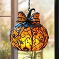 thumbnail image 1 of Halloween Pumpkin Lantern Ornaments, 3.15in Stained Glass Window Hanging, Halloween Evil Pumpkin Suncatcher for Doors Garden, Spooky Orange Gothic Decor, Horror Gifts for Friends​, 1 of 7