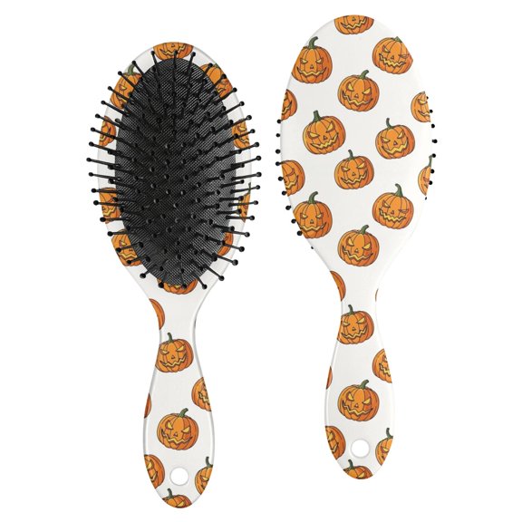 Halloween Pumpkin Lantern Pattern Brush, Detangling Hair Brush,Oval Paddle Hair Brush, Smooth Handle Gifts for for Men Women Kids