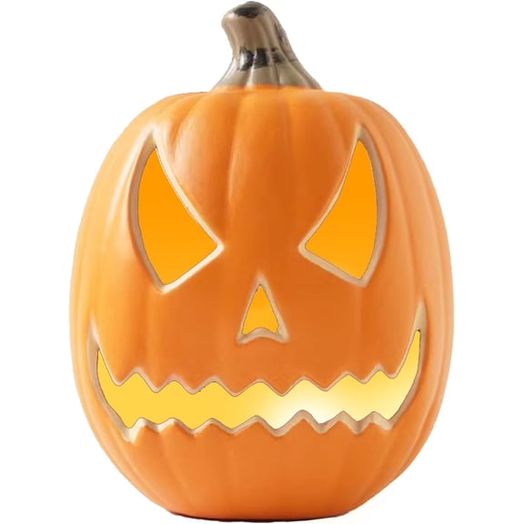 Halloween Pumpkin Lantern, Pumpkin Lights, Battery Operated Glowing Pumpkin Lantern, Large Lighted Pumpkin, Lighted Pumpkin, Vintage Halloween Decorations (Orange #-1)