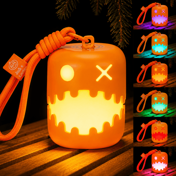 Halloween Pumpkin Lantern, Spooky Pumpkin Night Light, Double-Sided Ghost Expression, Trick or Treat Toys Lamp for Halloween Decor, Table Desk Bedroom Decor Gift for Birthday, 1PCS
