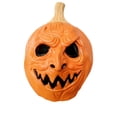 thumbnail image 1 of Halloween Pumpkin Latex Mask, Creepy Jack-o-Lantern Full Face Headgear with Realistic Wrinkled Texture for Masquerade Party and Haunted House Props, 1 of 5