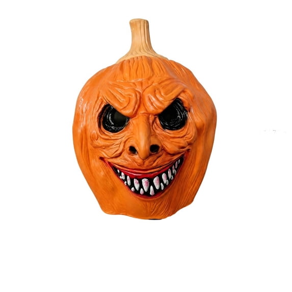 Halloween Pumpkin Latex Mask, Creepy Jack-o-Lantern Full Face Headgear with Realistic Wrinkled Texture for Masquerade Party and Haunted House Props