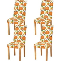 Halloween Pumpkin Leaf Dining Chair Covers Set of 4 Spandex Stretch Chair Protectors Covers for Dining Chairs Living Room
