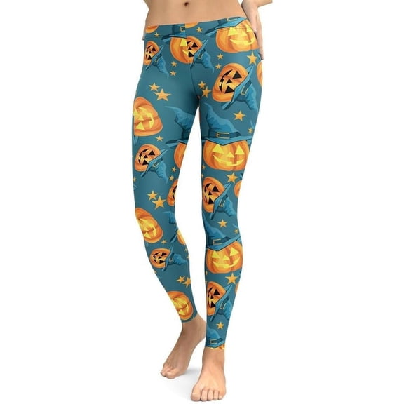 Halloween Pumpkin Leggings Size: M for Women | FIERCEPULSE