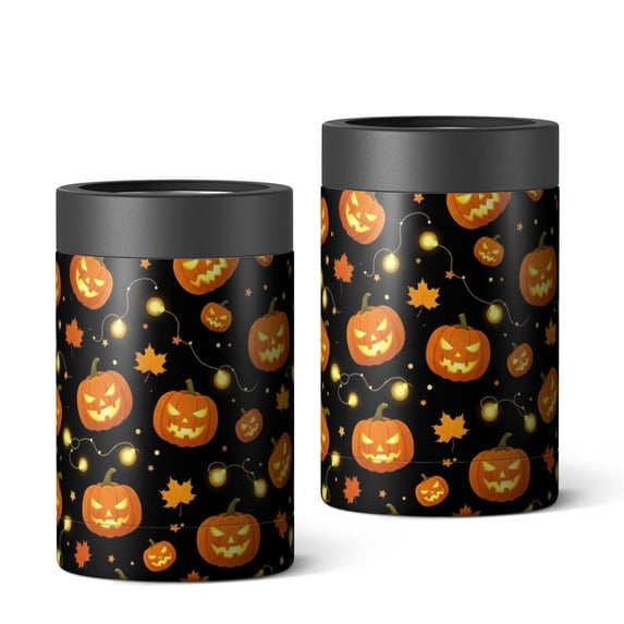 Halloween Pumpkin Light Black Pattern Can Cooler 1 Pack, Vacuum ...