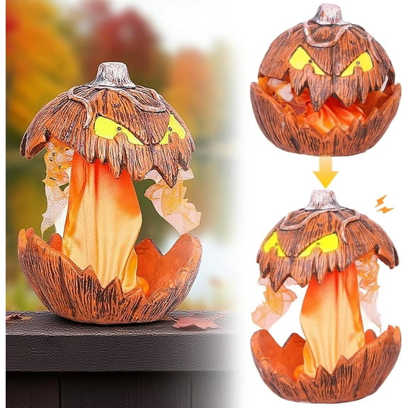 Halloween Pumpkin Lighting Jack-O-Lantern Mouth Open Extendable Scary Pumpkin with Talking Mouth Halloween Decoration for Indoor Outdoor Home Bedroom Yard Party