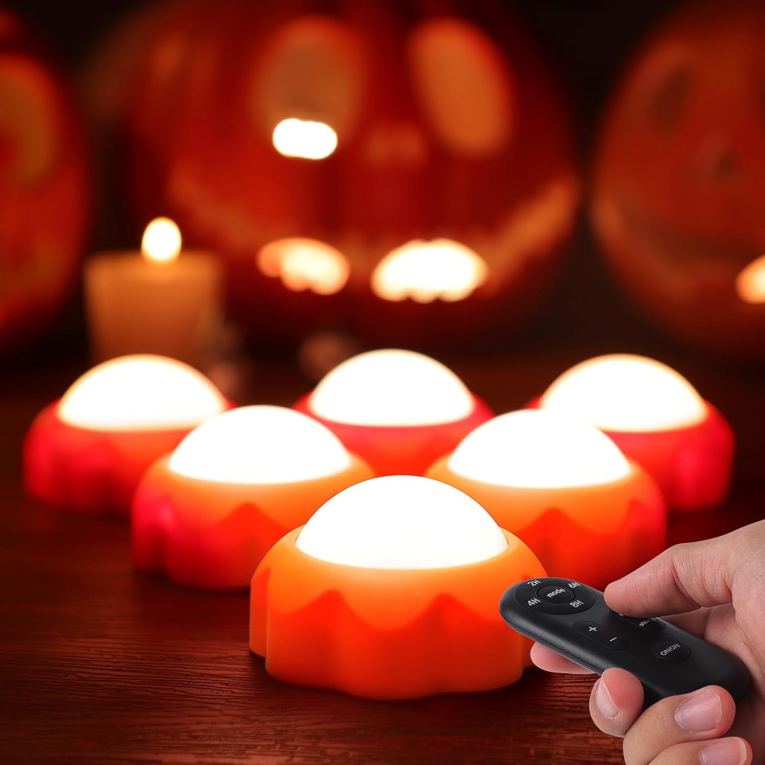 Halloween Pumpkin Lights 6 Pack, LED Lights Battery Operated with