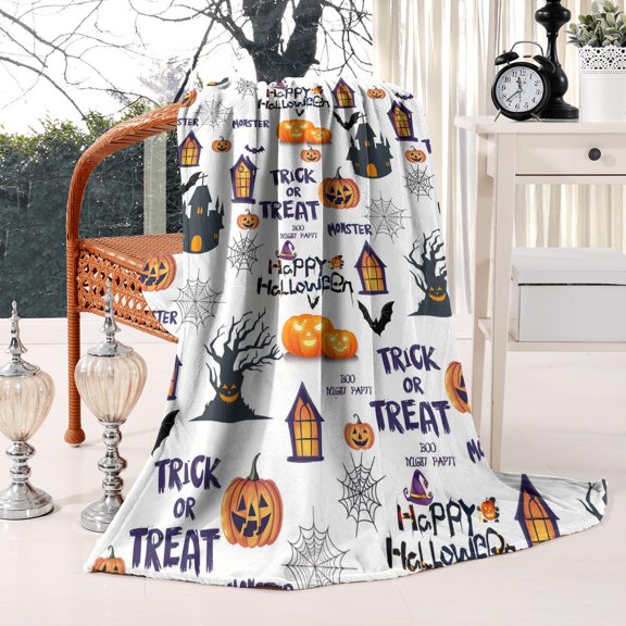 Halloween Pumpkin Magic Castle Flannel Blankets Throw Blanket for Home Living Room Couch Bed Chair or Dorm Decor 50x60in