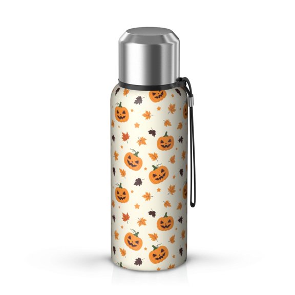 Halloween Pumpkin Maple Cream Pattern Insulated Coffee Thermos, Vacuum Insulated Portable Drink Thermos Pc Lid Gifts Ideas for Home Office Outdoor Sports Car Travel