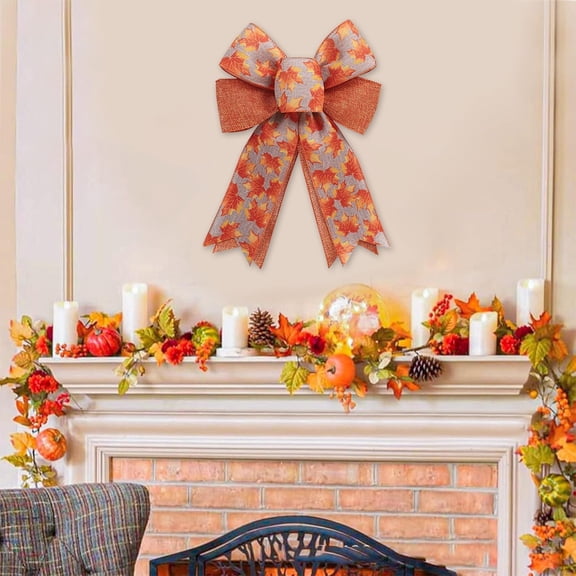 Halloween Pumpkin Maple Leaf Ribbon Decorative Bow Webbing Fall Harvest Craft Ribbon for Wreath Making Gift Wrapping Floral Arrangement DIY Craft Home Party Seasonal Decoration