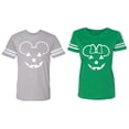 thumbnail image 1 of Halloween Pumpkin Matching Couple Cotton Jerseys (Men Heather / Women Green) (Men XXL / Women M), 1 of 3