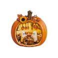 thumbnail image 1 of Halloween Pumpkin Miniature Dollhouse with LED Lights, Wooden Pumpkin Diorama with Ghost Cafe Scene, Fall Tabletop Decor for Holiday Display, 1 of 5