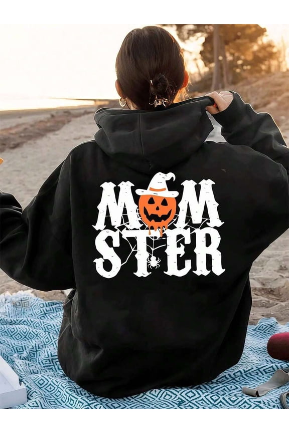 Halloween Pumpkin Monster ,Women's Double-Sided Printed Casual Comfortable Hoodies, Autumn And Winter Casual Versatile Jackets (1 PC)