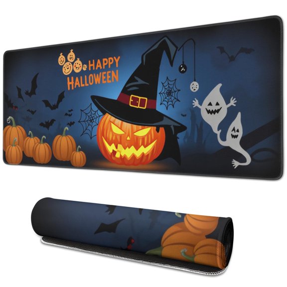 Halloween Pumpkin Mouse Pad,Rectangle Big Mouse Mat Waterproof Mouse Pad Non Slip Rubber Mousepad Gaming for Gaming Gift (31.5x11.8in)