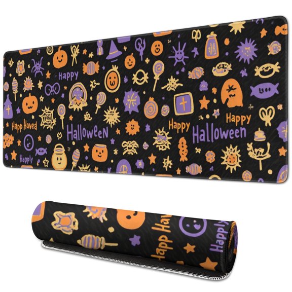 Halloween Pumpkin Mouse Pad,Rectangle Washable NonSlip Rubber Base Mousepad for Laptop Office Gaming Mouse Pad for Gaming Wireless Mouse (31.5x11.8in)