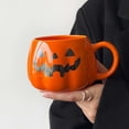 thumbnail image 1 of Halloween Pumpkin Mug, 10 oz Ceramic Coffee and Tea Cup, Office Milk Mug, Pumpkin Design Ceramic Mug for Halloween, Dishwasher and Microwave Safe, 1 of 7
