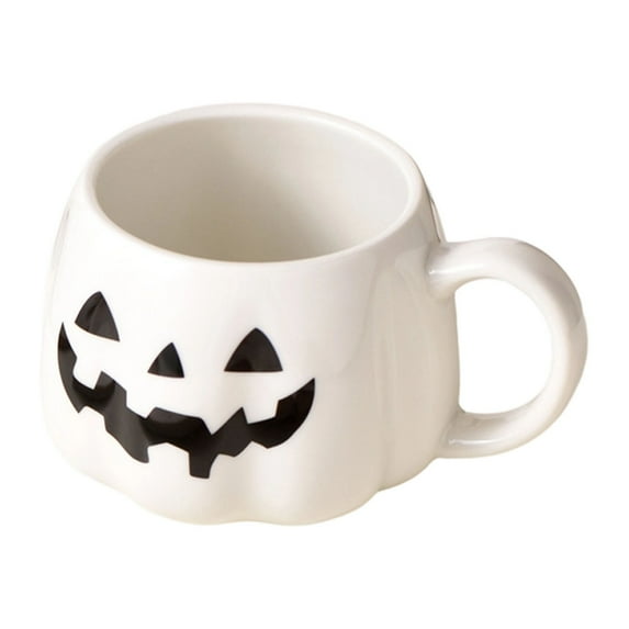 Halloween Pumpkin Mug 12oz - Cute Ceramic Coffee Cup with Smiling Lantern Face - Fun Trick or Treat Themed Drinkware for Hot Chocolate, Tea & Coffee - Gift for Adults & Kids