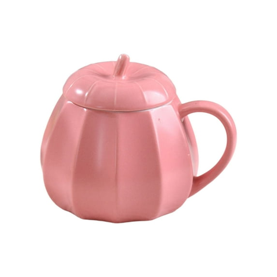 Halloween Pumpkin Mug with Lid 12oz, Ceramic Fall Coffee Cup with Insulated Handle, Leak-Proof Thanksgiving Drinkware for Hot/Cold Beverages, Cute Gift for Women Men