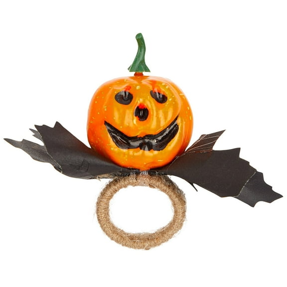Halloween Pumpkin Napkin Rings Set of 6 – Handcrafted Table Decor with Jack-O'-Lantern Design for Holiday Parties and Dinners