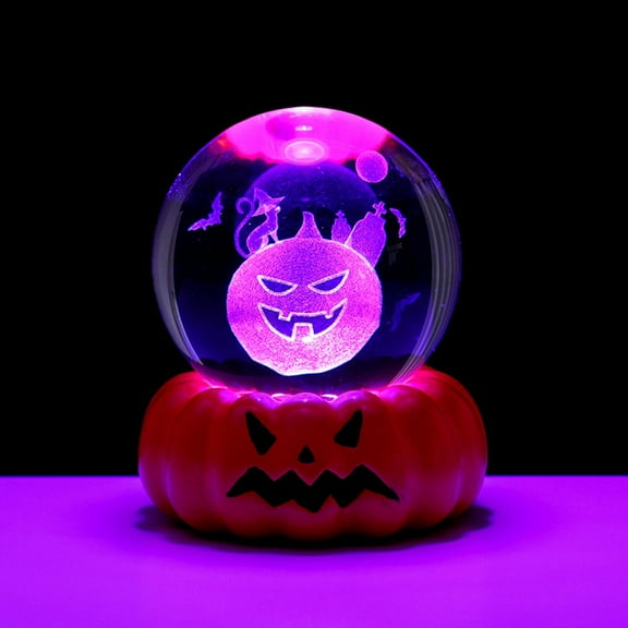 Halloween Pumpkin Night Lamp - Exquisite Glass Ball Decor for Bedroom, Office, and Parties - Soft Lighting Decoration, Perfect as Halloween Party Gift - Compact Size for Desktop Use - 1PC