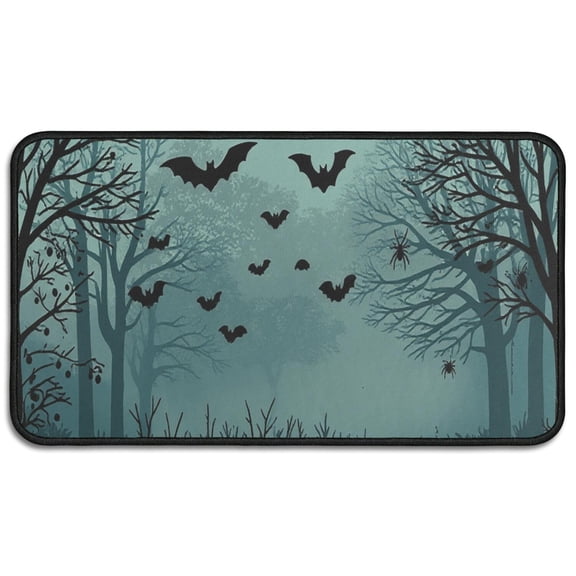 Halloween Pumpkin Non Slip Washable Door Mat Evil Pumpkin Ghost Welcome Mat Friendly Outdoor Inside Floor Rugs Crystal Velvet 30x17 Inches