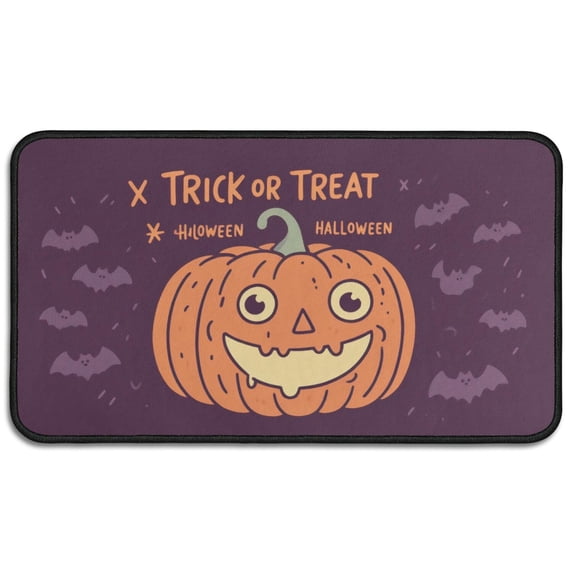 Halloween Pumpkin Non Slip Washable Door Mat Ghost Boo Spooky Welcome Mat Retro for Entry Floor Mat Set Living Room Bedroom Bathroom Crystal Velvet 30x17 Inches