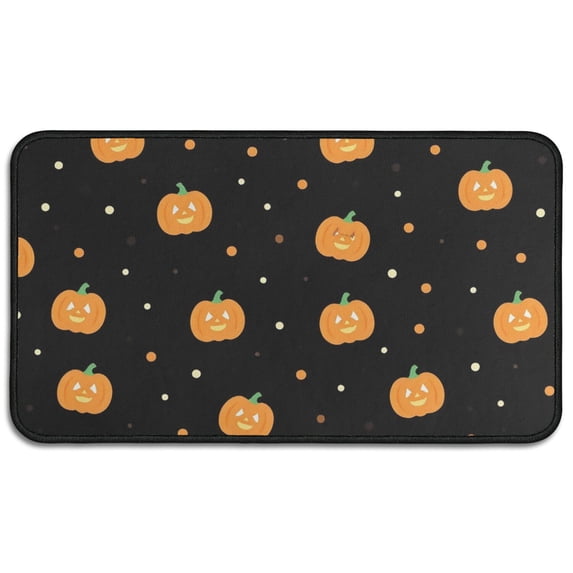 Halloween Pumpkin Non Slip Washable Door Mat Horror Pumpkin Ghost Doormat Funny for Door Kitchen Bathroom Bedroom Crystal Velvet 30x17 Inches