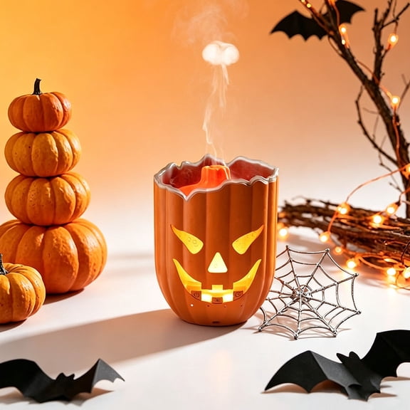 Halloween Pumpkin Oil Diffuser, Jellyfish Mist Aromatherapy Diffuser with Seven Color LED Lights, Remote Timer Auto Shut-Off, Halloween Home Decor