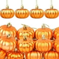 thumbnail image 1 of Halloween Pumpkin Ornament Balls 12 Piece Set Printed Matte Holiday Decor - Plastic Material Multiple Hanging Uses Christmas Tree Decoration(Orange), 1 of 6