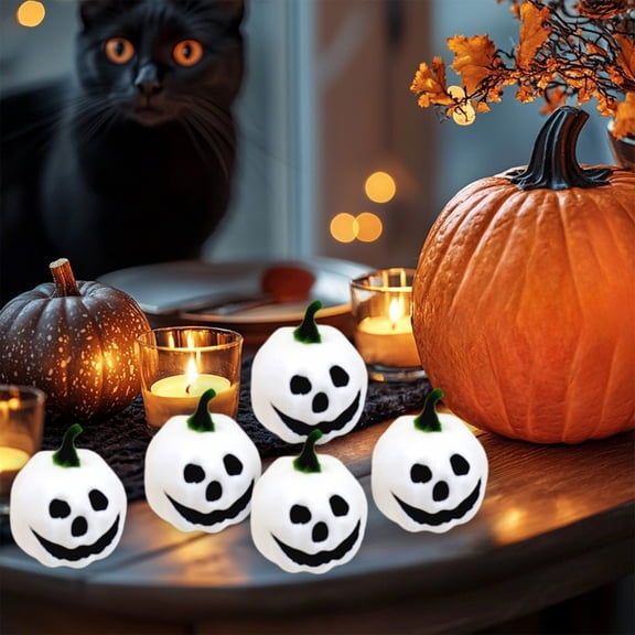 Halloween Pumpkin Ornaments, 10Pcs Foam Mini Pumpkins for Table Centerpiece and Party Decoration, Cute Smiling Lantern Faces, Lightweight Halloween Decor for Home, Office, and Classroom