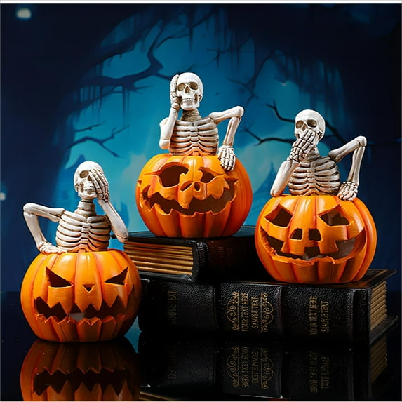 Halloween Pumpkin Party Decorations Resin Craft Funny Décor Props For Halloween Festivities For Creating A Atmosphere! Desktop Ornament Easy To Use