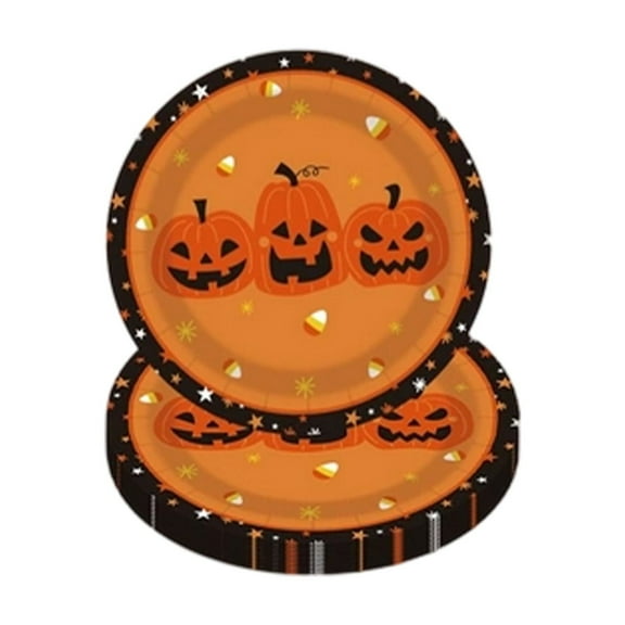 Halloween Pumpkin Party Paper Plates – 10-Pack 7 Inch Disposable Plates, Multicolor Round Paper Tableware for Halloween Parties, Trick-or-Treat, Fall Gatherings